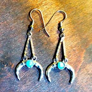 NWOT Silver Turquoise Boho Tribal Earrings